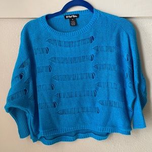 Vintage distressed acrylic cropped sweater with balloon style sleeves